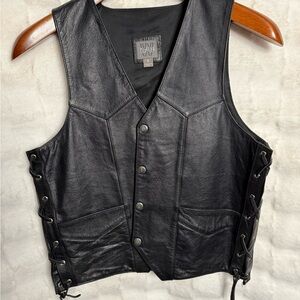 Men's Black Leather Vest